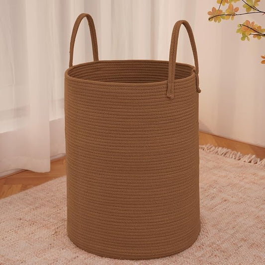 Large Woven Laundry Basket Hamper, 80L Cotton Rope Storage Bin by JMvicyroam