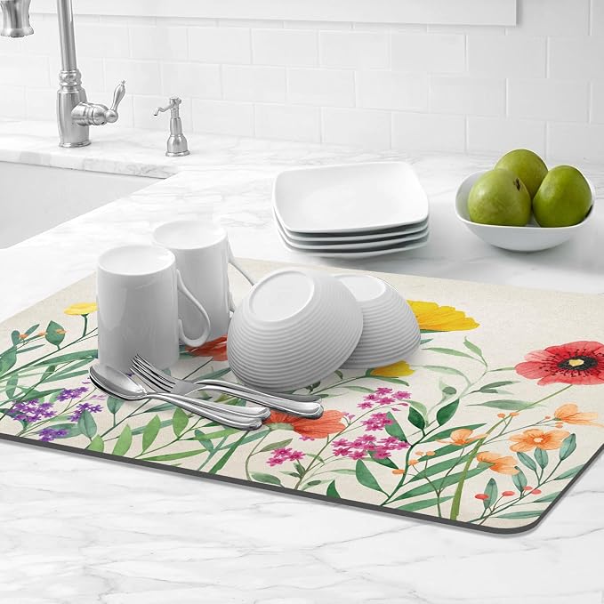 LOKHOM Dish Drying Mat for Kitchen Counter, Dish Drainer Rack Mat for Kitchen - Image 8