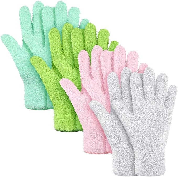 Bencailor 4 Pairs Microfiber Dusting Gloves Washable Reusable Cleaning Gloves by Bencailor