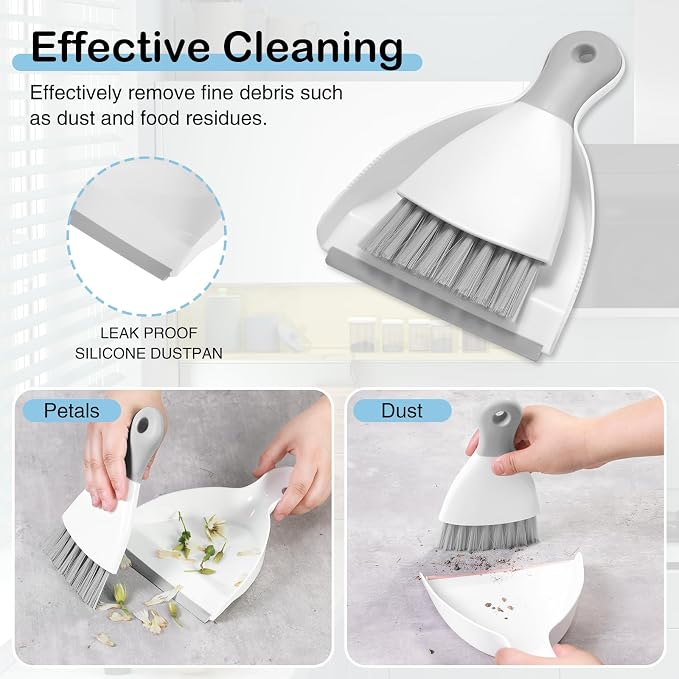 NACENA Mini Dustpan and Brush Set 2 Pack, Small Broom and Dustpan Set Dust Pan - Image 4