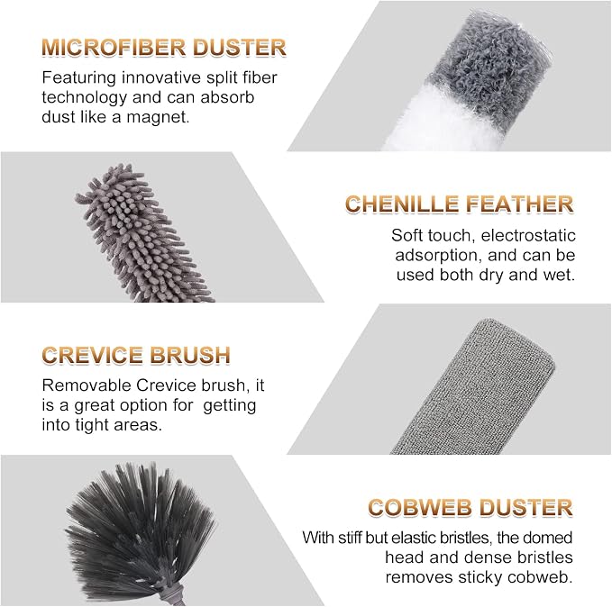 Microfiber Duster for Cleaning Fan, High Ceiling, Reusable Bendable Washable - Image 3