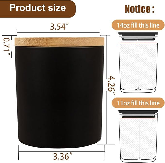 CONNOO 8 Pack 14 OZ Empty Black Glass Candle Jars - Image 2