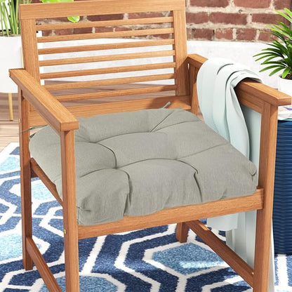 FUNHOME Outdoor Chair Cushions 19 x19 Inch,Water Resistant Tufted Seat Cushions 19",Reversible,Weather Resistant,Rounded Back Wicker Chair Cushion for Patio Garden Furniture(Light Brown)