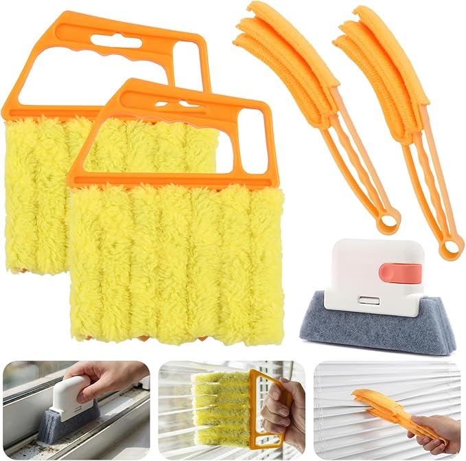 5Pcs Window Blind Cleaning Set, Washable 7 Fingers Duster Brush Dusting Cleaner - Image 3
