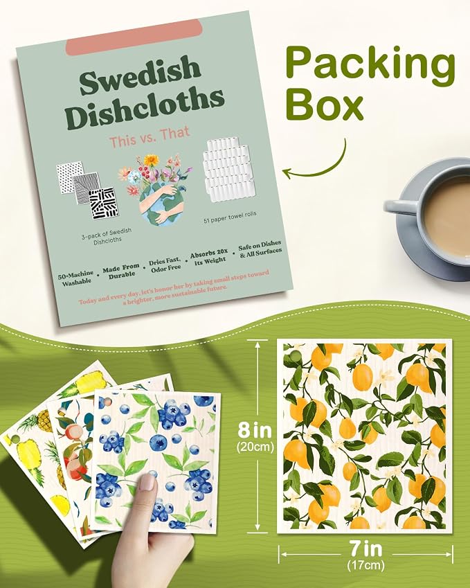 6 Pack Swedish Dishcloths for Kitchen - Image 2