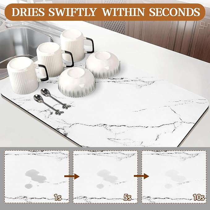 Dish Drying Mat for Kitchen Counter, Hide Stain Kitchen Drying Mat Super - Image 3