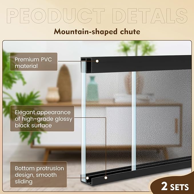 Fancat 2 Sets 48" Plastic Sliding Door Track Set - Image 4