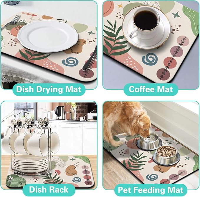 Dish Drying Mat for Kitchen Counter Matt, Super Absorbent Non-slip Rubber Backed - Image 6