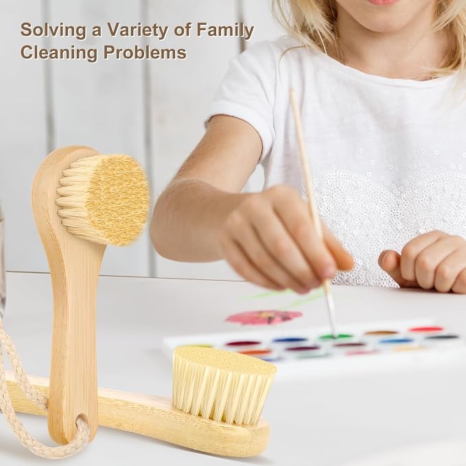 2Pack Laundry Stain Brush with 2Pack Metal Hook, Natural Soft Boar Bristle - Image 7