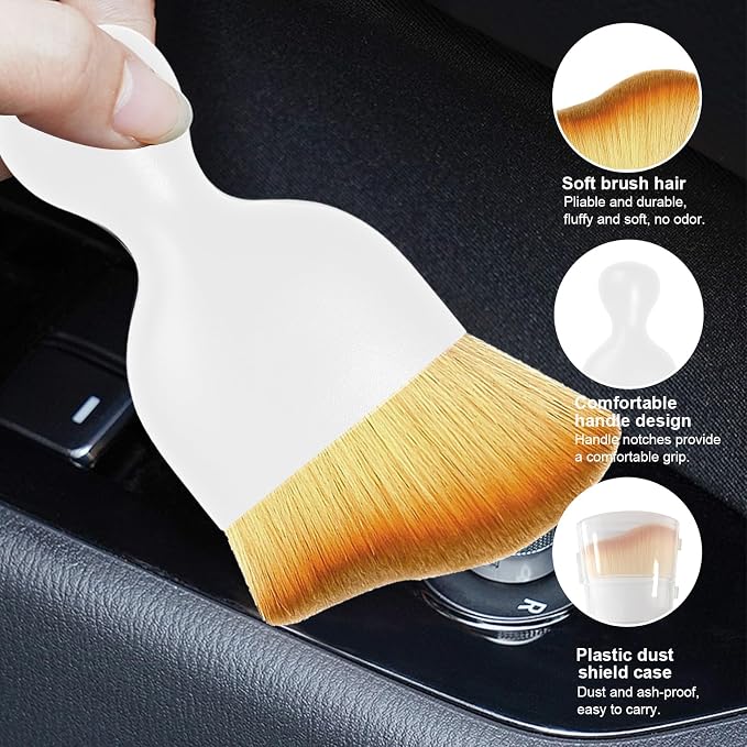 Ziciner 2 PCS Car Detailing Brush, Curved Soft Bristles Auto Removal Dust - Image 3