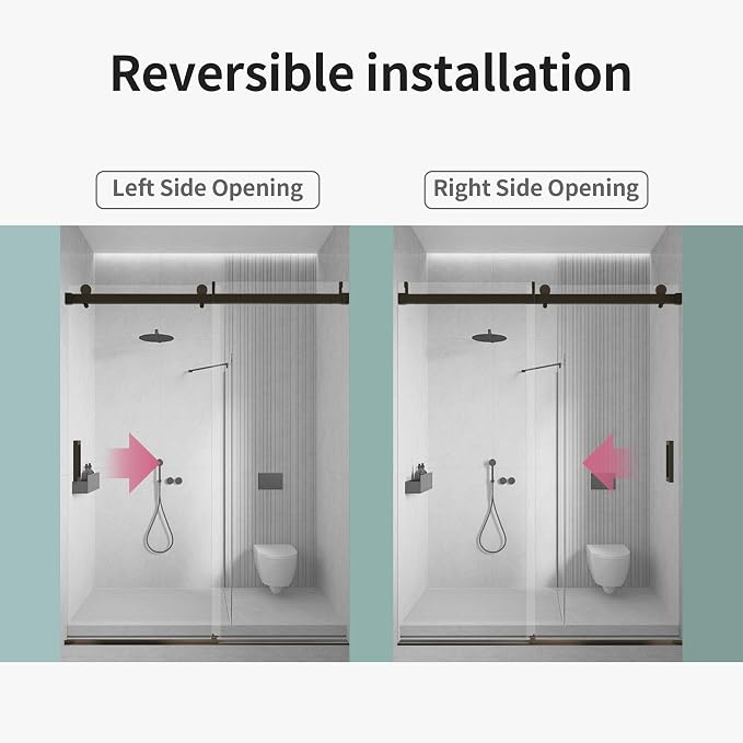 56-60" W x 76" H Frameless Soft-Close Sliding Shower Door, 3/8" SGCC Tempered - Image 7