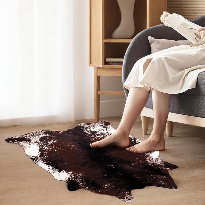 MACEVIA Faux Cowhide Rug Cute Cow Print Rugs Animal Area Carpet Western Decor - Image 5