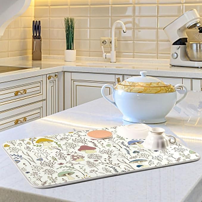 Cute Mushroom Wild Plant Dish Drying Mat - Image 2