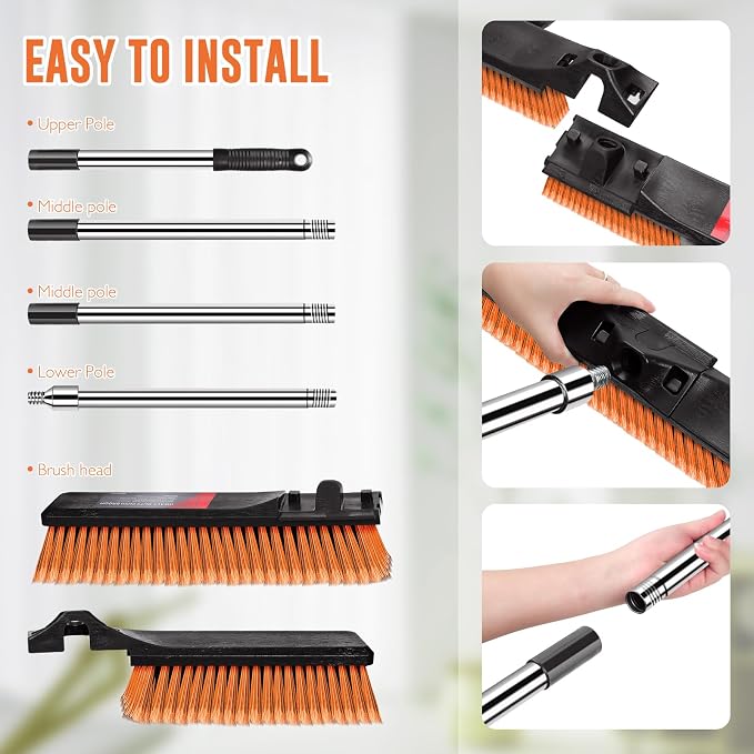 24" Push Broom, Heavy Duty Outdoor Commercial Broom - Image 8