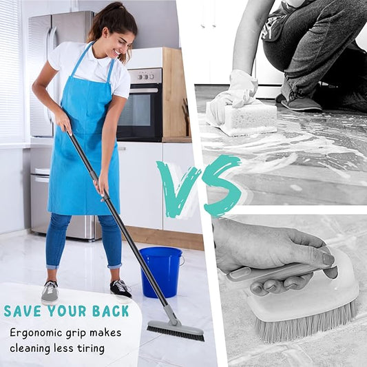 Grout Brush with Long Handle, Floors Scrubber - Image 2