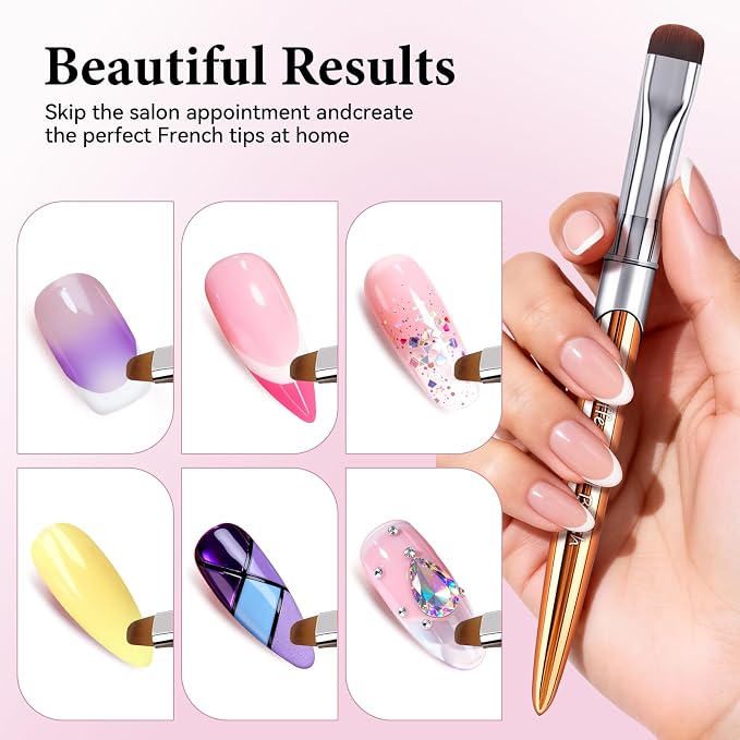 French Brush for Nails & Gel Polish Clean Up, Dual-Use Metal Handle Nail Art - Image 7