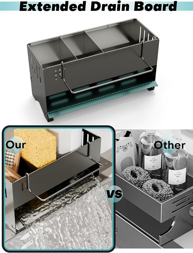 Sponge Holder for Kitchen Sink, Space-Saving Sink Caddy - Image 6