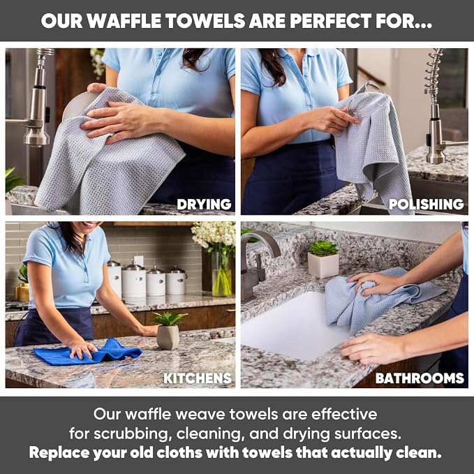 Kitchen Towels - Microfiber Waffle Weave Towels | Absorbent, No Lint, Commercial - Image 6