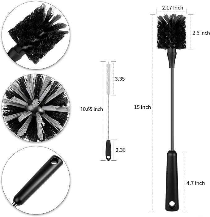 Water Bottle Brush & Straw Cleaner Set, Stainless Steel Long Handle Baby Bottle - Image 4