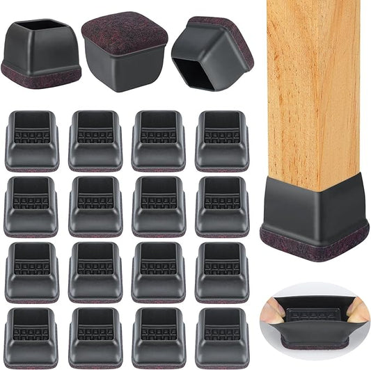 16 Pcs Chair Leg Floor Protectors Square, Silicone Chair Leg Protectors by Jeaoouu