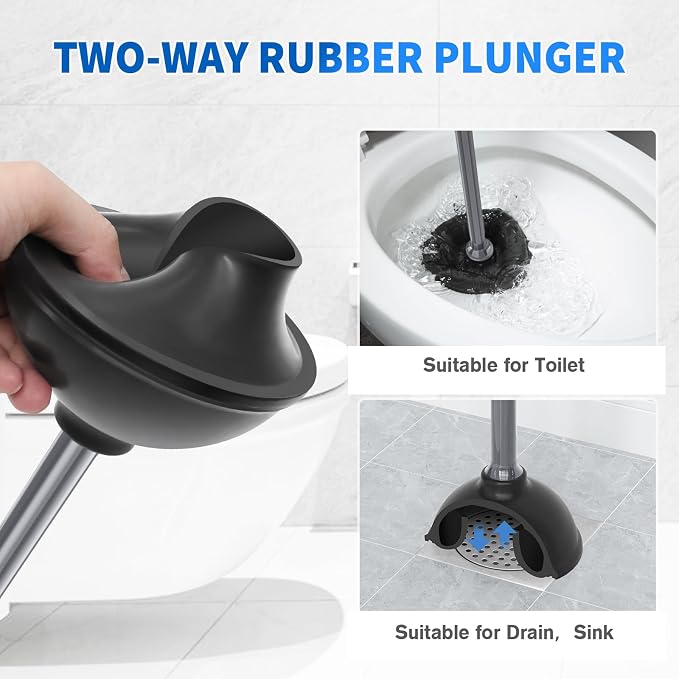 Toilet Plunger and Brush, Bowl Brush and Heavy Duty Toilet Plunger Set - Image 3