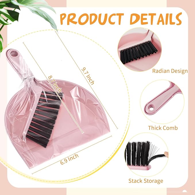 Sliner 18 Pack Mini Dustpan and Brush Set Plastic Dust Pans - Image 2