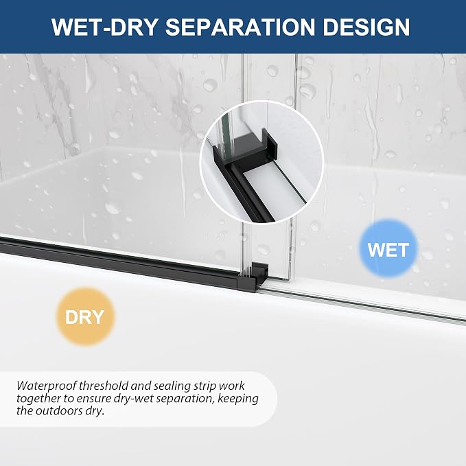 Frameless Tub Sliding Door, 5/16" Bathtub Shower Door - Image 8