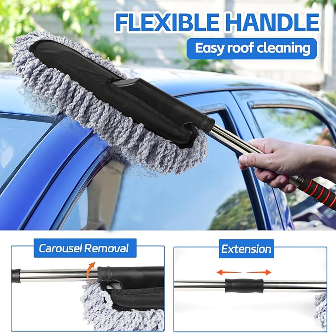 Wuyaoyao 2PCS Car Duster Set, Soft Microfiber Car Duster Interior Exterior - Image 3