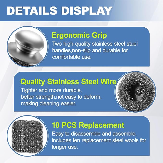 10Pcs Steel Wool Scrubber, Steel Wool Pads - Image 4