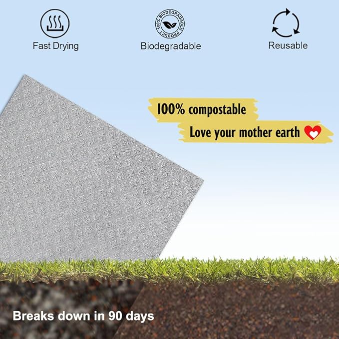 Swedish Dishcloths for Kitchen | 10 Pack Absorbent Cellulose Sponge Cloths - Image 6