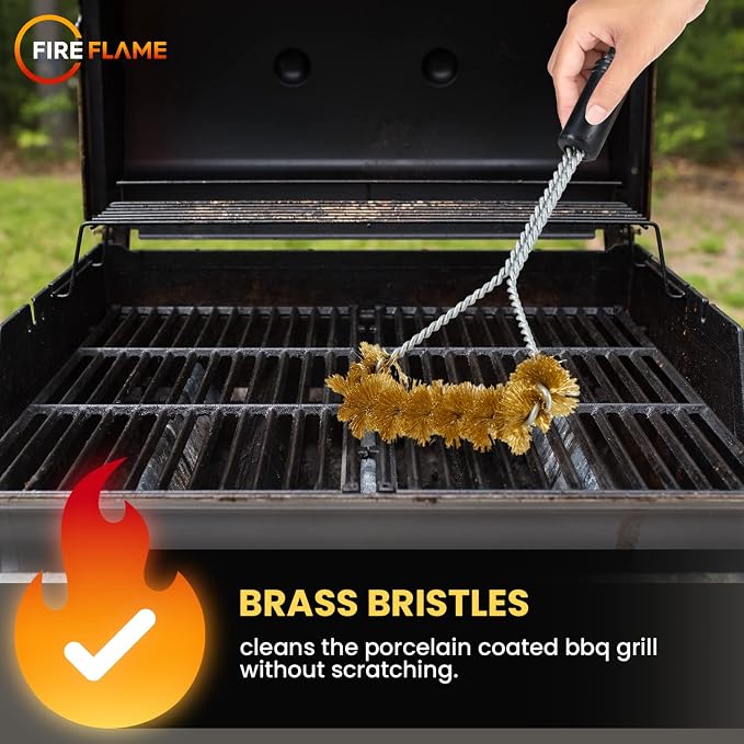 Fireflame BBQ Grill Brush – Non-Scratch Brass Bristles - Image 2