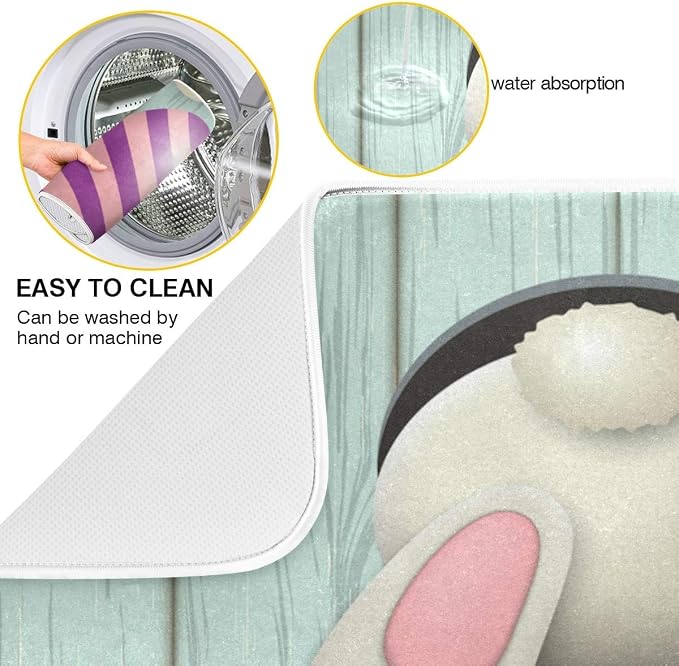 Happy Easter Eggs Bunny Tail Dish Drying Mat 16x18 - Image 2