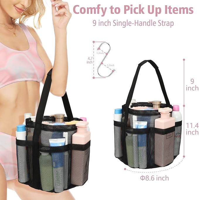 F-color Mesh Shower Caddy Portable, Large Capacity Shower Bag Basket Tote - Image 4