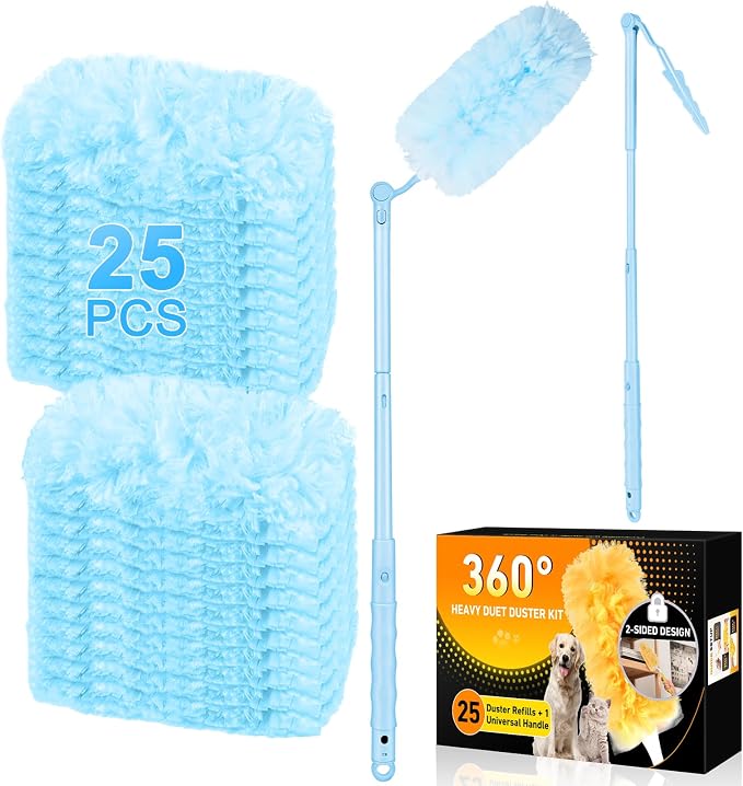 360° Duster Refills Kit for Swiffer Duster, 25 Pack & 1 Handle, Furniture and by Rokkibom