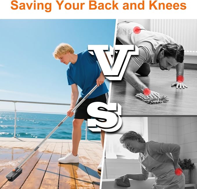 Floor Scrub Brush with Long Handle, BITOPE 3 in 1 Stiff Bristles Deck Brush - Image 5