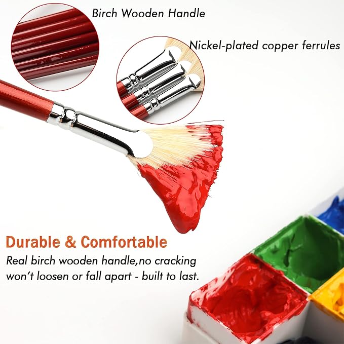 Fan Brush for Painting, 7 Pieces Fan Brush Set - Image 5