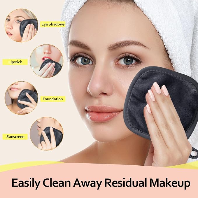 HOMEXCEL Makeup Remover Cloth 12 Count, Reusable Makeup Remover Pads, Washable - Image 3