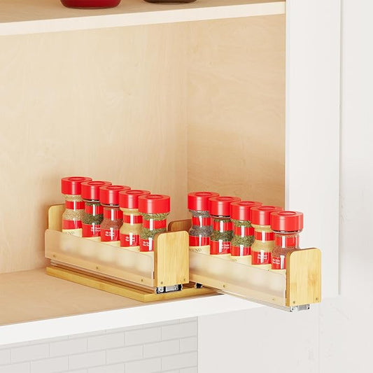 SpaceAid Bamboo Pull Out Spice Rack Organizer by SpaceAid