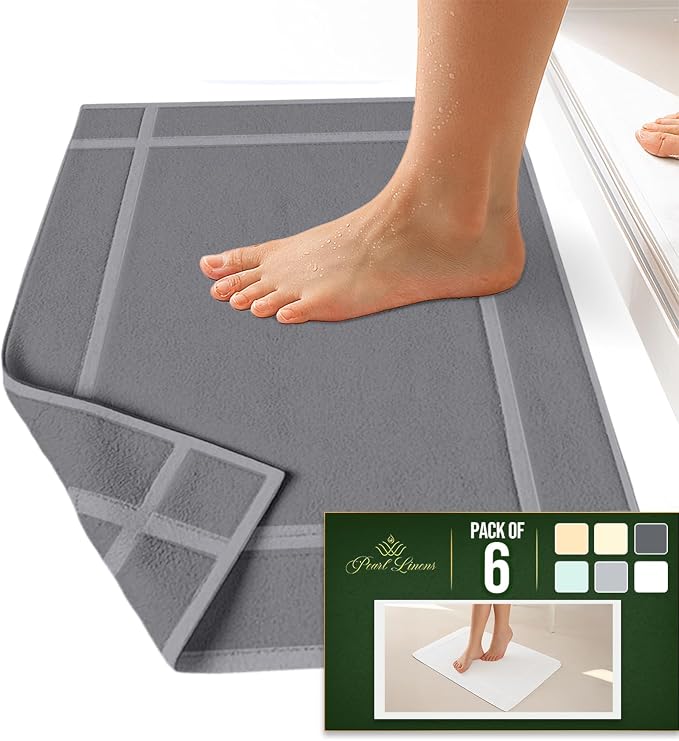Pearl Linens Pack of 6 Washable Cotton Bath Mat 18x25 - Image 3