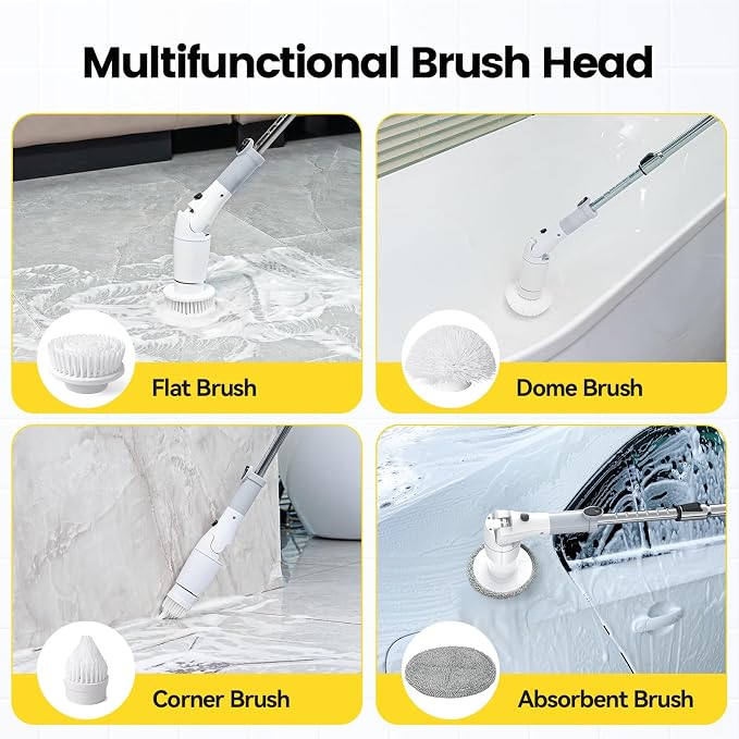 Electric Spin Scrubber, Cordless Cleaning Brush Shower Scrubber Up to 550 RPM - Image 3