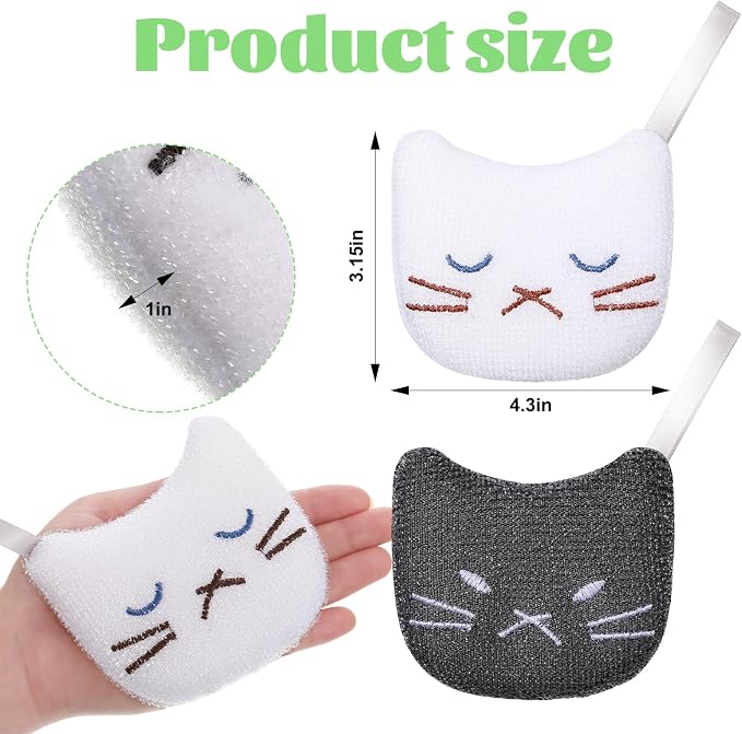 Honeydak 6 Pcs Reusable Cat Scrub Sponges Cat Dish Sponges - Image 3