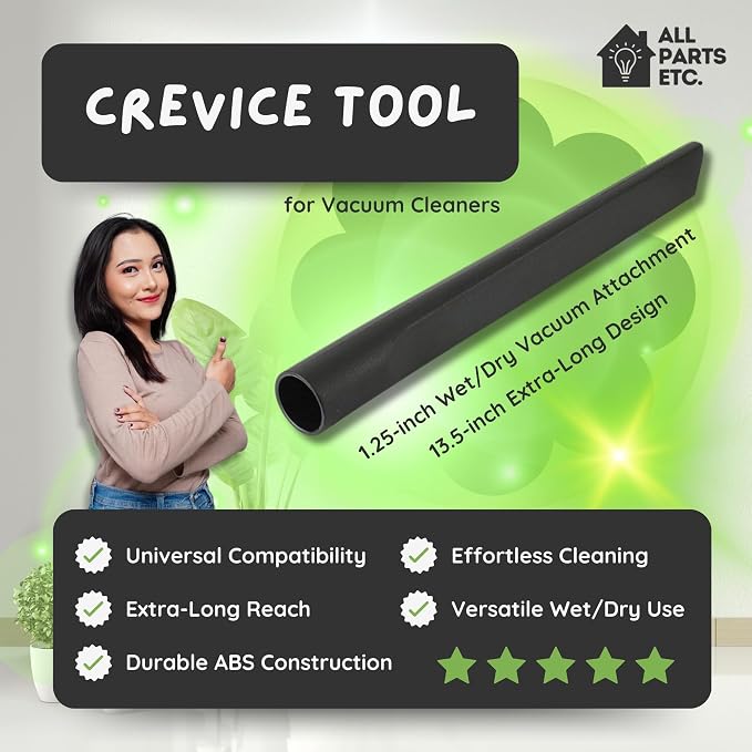 Crevice Tool for Vacuum Cleaners, 1.25-inch Wet/Dry Vacuum Attachment, - Image 2