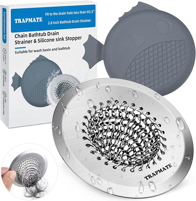 TRAPMATE Shower Drain Hair Catcher, 2.8" Fast Drainage Bathtub Stopper Drain by TRAPMATE