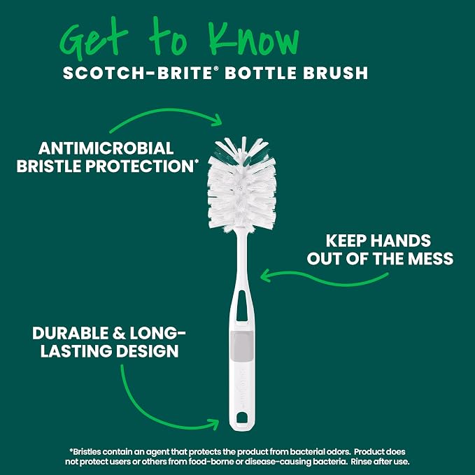 Scotch-Brite Glass and Water Bottle Brush, Long-Lasting, Safe on Glassware - Image 3