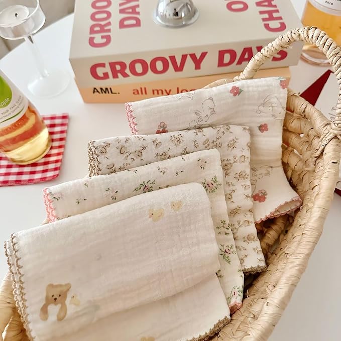 BuLuTu 4 Pack Sweet Floral Kitchen Dishcloths Dish Towels Reusable Cleaning - Image 3