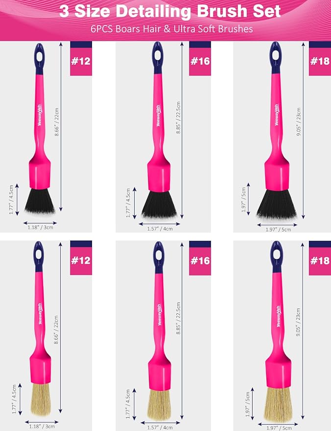 YeewayVeh 6PCS Car Detailing Brush Set, Detail Brushes Car Detailing - Image 8