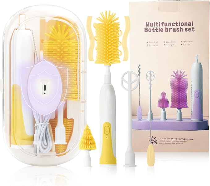 Electric Bottle Brush, Electric Baby Bottle Brush Set by QCBF