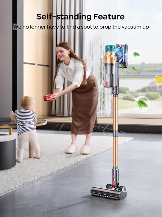Cordless Vacuum Cleaner, 600W 50KPA 65 Mins Runtime Self-Standing Vacuum - Image 4