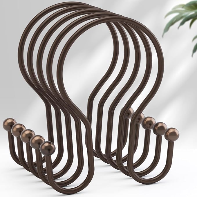 AmazerBath Bronze Shower Curtain Hooks Shower Curtain Rings, Simple Double Hook by AmazerBath