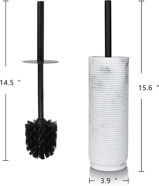 Contemporary Ribbed Design Resin Toilet Holder and Brush Set - Image 7